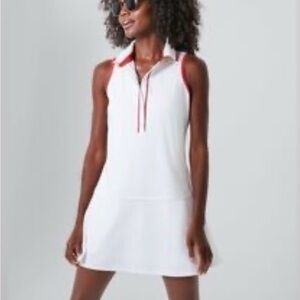 Tuckernuck Sterling Sleeveless Tennis Sport Dress White w/ Red Trim Medium